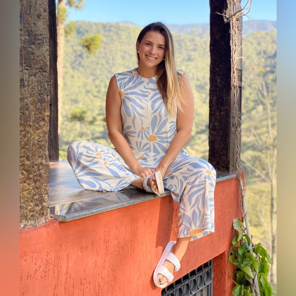Gávia Brazilian Printed Jumpsuit – Lightweight Cotton Blend – Size Medium